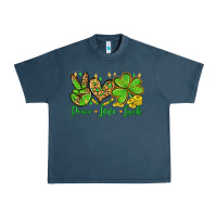 Midnight Navy St. Patrick's Day Peace love luck Urban Heavy Tee - OliviaCreatesArt