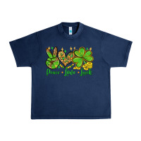 Navy St. Patrick's Day Peace love luck Urban Heavy Tee - OliviaCreatesArt