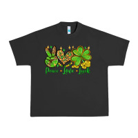 Pigment Black St. Patrick's Day Peace love luck Urban Heavy Tee - OliviaCreatesArt