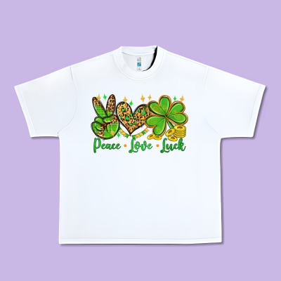 St. Patrick's Day Peace Love Luck Urban Heavy Tee Designed By Oliviacreatesart