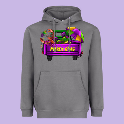 Mardi Grass Umbrella With Truck Heavyweight Hoodie Designed By Adodesignshop