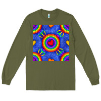Army Green Pride lgbtq hearts and peace symbol seamless patte Long Sleeve Tee - BundleAndBundleShop