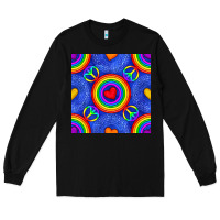 Black Pride lgbtq hearts and peace symbol seamless patte Long Sleeve Tee - BundleAndBundleShop