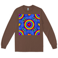 Chestnut Pride lgbtq hearts and peace symbol seamless patte Long Sleeve Tee - BundleAndBundleShop