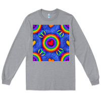 Heather Grey Pride lgbtq hearts and peace symbol seamless patte Long Sleeve Tee - BundleAndBundleShop