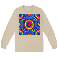 Mushroom Pride lgbtq hearts and peace symbol seamless patte Long Sleeve Tee - BundleAndBundleShop