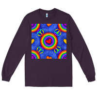 Plum Pride lgbtq hearts and peace symbol seamless patte Long Sleeve Tee - BundleAndBundleShop
