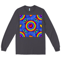 Smoke Pride lgbtq hearts and peace symbol seamless patte Long Sleeve Tee - BundleAndBundleShop