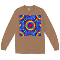 Toasted Coconut Pride lgbtq hearts and peace symbol seamless patte Long Sleeve Tee - BundleAndBundleShop