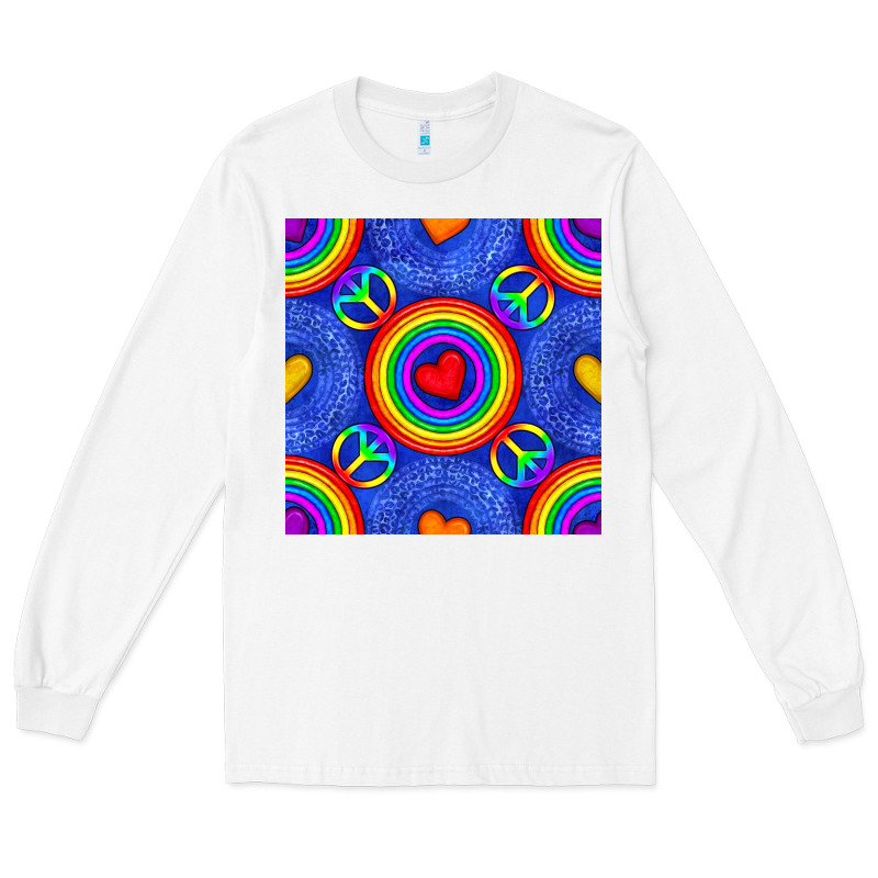 Pride Lgbtq Hearts And Peace Symbol Seamless Patte Long Sleeve Tee by BundleAndBundleShop | Teevron