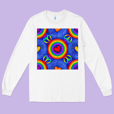Pride Lgbtq Hearts And Peace Symbol Seamless Patte Long Sleeve Tee Designed By Bundleandbundleshop