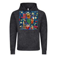 Vintage Black christmas ho ho ho with coffee cups and ornaments with plaid seamless  Vintage Hoodie - BundleAndBundleShop