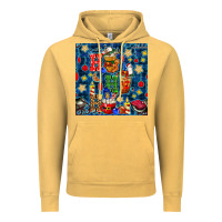 Vintage Mustard christmas ho ho ho with coffee cups and ornaments with plaid seamless  Vintage Hoodie - BundleAndBundleShop