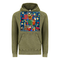 Vintage Olive christmas ho ho ho with coffee cups and ornaments with plaid seamless  Vintage Hoodie - BundleAndBundleShop