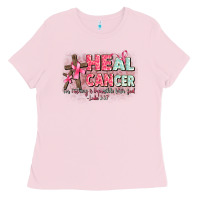 Bubblegum Pink heal cancer luke 1 37 Ladies Tee - CowGirlArtShop