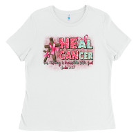 White heal cancer luke 1 37 Ladies Tee - CowGirlArtShop