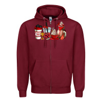 Burgundy hockey coffee cups Zipper Hoodie - AdoDesignShop
