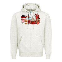Oatmeal Heather hockey coffee cups Zipper Hoodie - AdoDesignShop