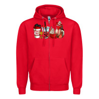 Red hockey coffee cups Zipper Hoodie - AdoDesignShop