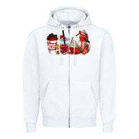White hockey coffee cups Zipper Hoodie - AdoDesignShop