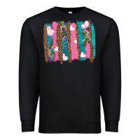 Black v.d turquoise leopard and flowers  brushstrokes Premium Sweatshirt - AdoDesignShop