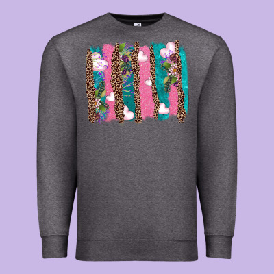 V.d Turquoise Leopard And Flowers  Brushstrokes Premium Sweatshirt Designed By Adodesignshop
