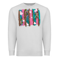 Dove Grey v.d turquoise leopard and flowers  brushstrokes Premium Sweatshirt - AdoDesignShop