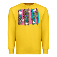 Lemon v.d turquoise leopard and flowers  brushstrokes Premium Sweatshirt - AdoDesignShop