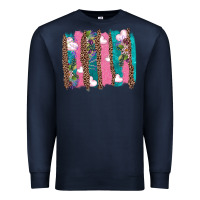 Navy v.d turquoise leopard and flowers  brushstrokes Premium Sweatshirt - AdoDesignShop