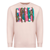 Pale Pink v.d turquoise leopard and flowers  brushstrokes Premium Sweatshirt - AdoDesignShop