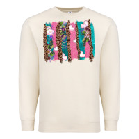 Sandshell v.d turquoise leopard and flowers  brushstrokes Premium Sweatshirt - AdoDesignShop