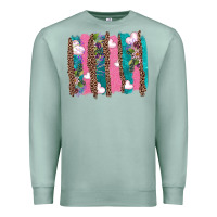 Seafoam v.d turquoise leopard and flowers  brushstrokes Premium Sweatshirt - AdoDesignShop