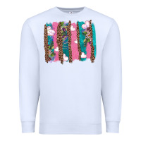 White v.d turquoise leopard and flowers  brushstrokes Premium Sweatshirt - AdoDesignShop