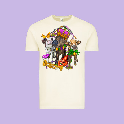 Little Cows And Mardi Gras Party Olivia Vintage Tee Designed By Oliviacreatesart