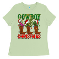Matcha cowboy christmas boots cactus Ladies Tee - CowGirlArtShop