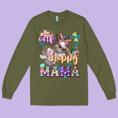 One Hoppy Mama Long Sleeve Tee Designed By Fadigitalartstudio