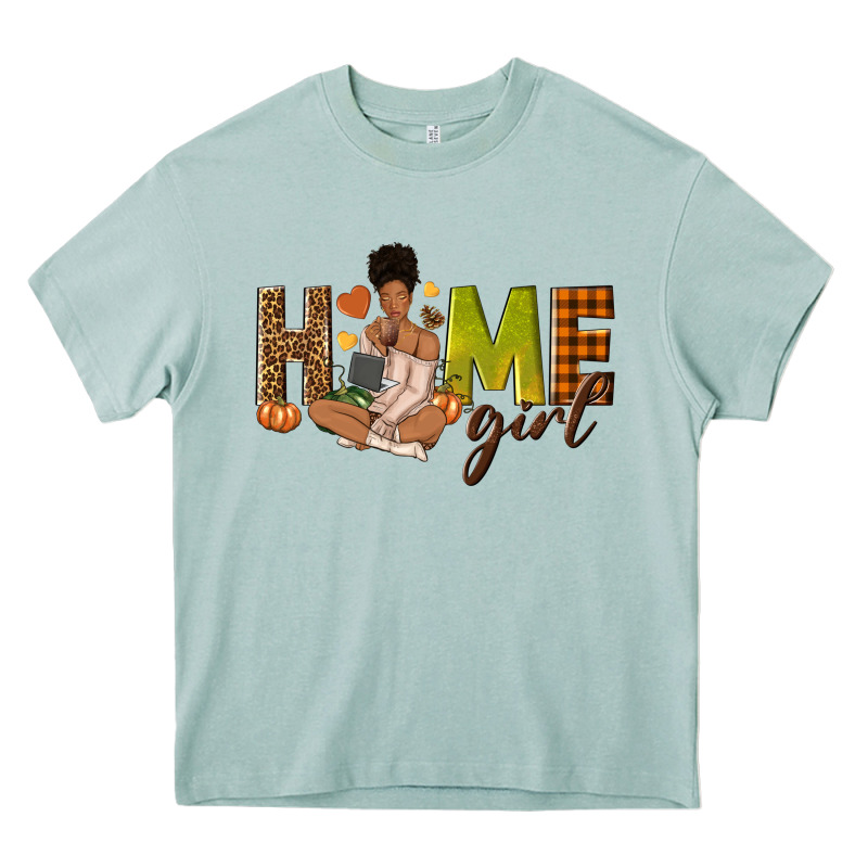 Home Girl Fall Afro Girl Heavy Core Tee by NancyCooperArtShop | Teevron