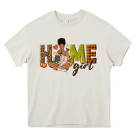 Cream Home girl Fall afro girl Heavy Core Tee - NancyCooperArtShop