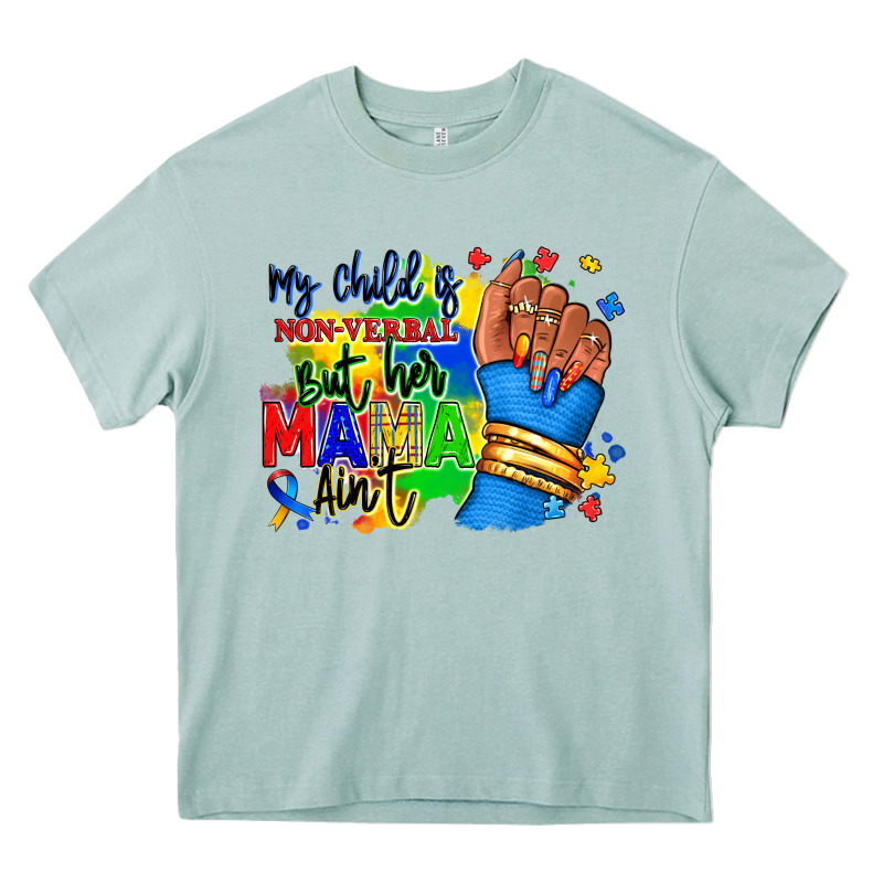 My Child Is Non Verbal But Her Mama Aint Afro Hand Rana Heavy Core Tee by RanaPortraitStore | Teevron