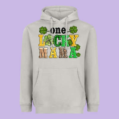 One Lucky Mama Heavyweight Hoodie Designed By Adodesignshop