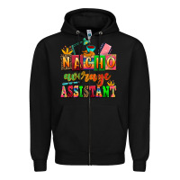 Black nacho average assistant Zipper Hoodie - AdoDesignShop