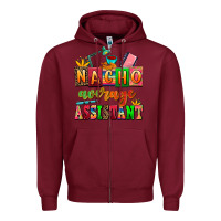 Burgundy nacho average assistant Zipper Hoodie - AdoDesignShop