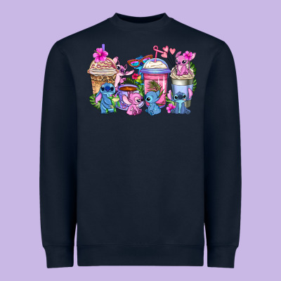 Stitch With Lilo Coffee Cups Heavyweight Sweatshirt Designed By Adodesignshop