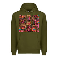 Army Green valentines day violin and cowboy boots country music Premium Hoodie - Jasminsmagicworld