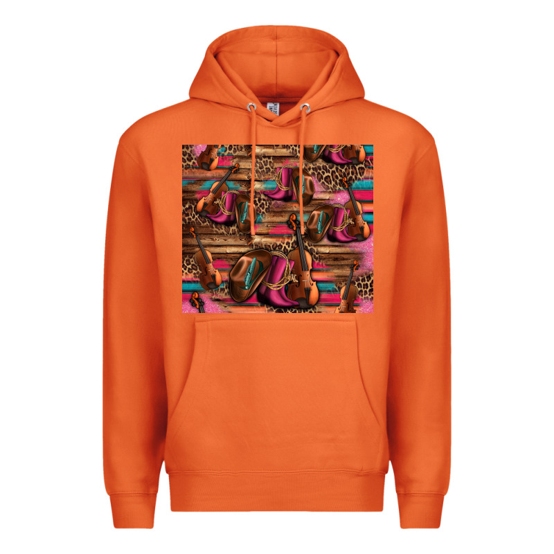 Valentines Day Violin And Cowboy Boots Country Music Premium Hoodie by Jasminsmagicworld | Teevron