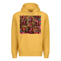 Mustard valentines day violin and cowboy boots country music Premium Hoodie - Jasminsmagicworld