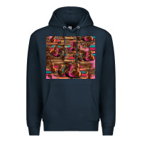 Navy valentines day violin and cowboy boots country music Premium Hoodie - Jasminsmagicworld