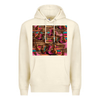 Sandshell valentines day violin and cowboy boots country music Premium Hoodie - Jasminsmagicworld