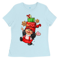 Baby Blue cute christmas girl gnome Ladies Tee - CowGirlArtShop