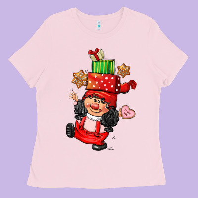 Cute Christmas Girl Gnome Ladies Tee Designed By Cowgirlartshop